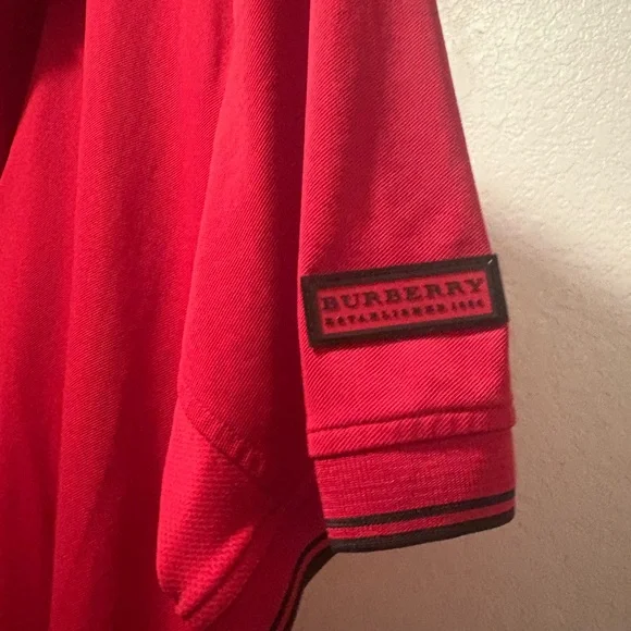 Burberry Red Polo Shirt with Zip Collar - Picture 2 of 4